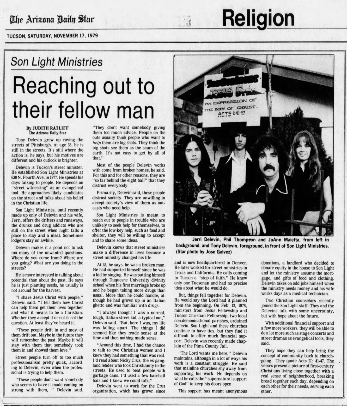 Tony Delevin's Tucson street ministry in 1979